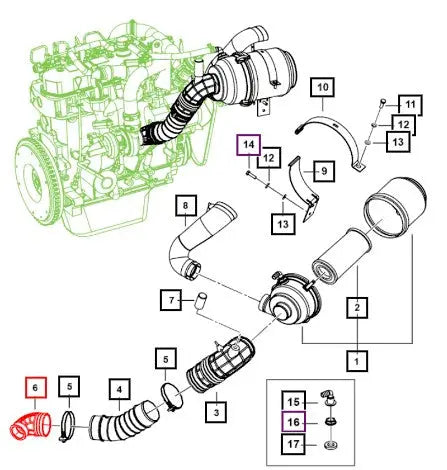 90 Degree Air Inlet Hose At Turbocharger For Mahindra Roxor 2018-2022 Mahindra 