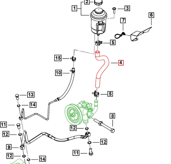 Hose From Power Steering Reservoir to Pump For Mahindra Roxor 2018-2025 Mahindra 