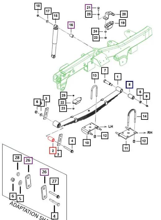 Mahindra Roxor Front and Rear 2018-2022 Front Leaf Spring Bushing 0084777 Roxor Parts Direct 