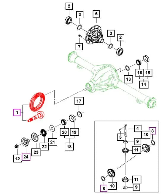 Rear Ring And Pinion Gear 3.73 Ratio for Mahindra Roxor 2018-2022 Mahindra 